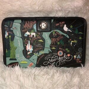 Spartina 449 New York City Map Wallet - Black and Green NWOT